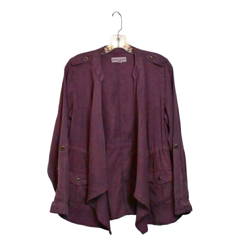 Knox Rose Open Front Drapey Utility Jacket Plum Size XS